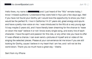 Illustration for article titled The Wiz Has Found Its Dorothy; Please Stop Emailing Me